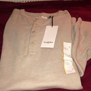 NWT Goodfellow & Co. Long Sleeve Button Front Tan Henley